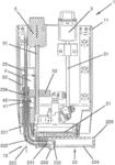 Apparatus with an outlet particularly for milk froth, and a coffee machine