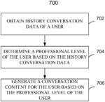 Conversation content generation based on user professional level