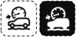 Portion of a vehicle component having an icon