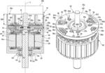Motor with an upper bearing including a washer, a lower bearing, and bearing holding portions
