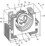 LC composite component including a coil and configured to reduce the Q-value of the coil