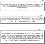 Handling wireless client devices associated with a role indicating a stolen device