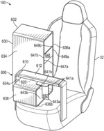 Inflatable airbag assemblies for a utility component-equipped vehicle seating position