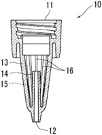 Nozzle and dispensing container