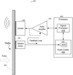 Feedback control for calibration of display as sound emitter