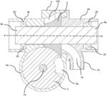 Rotary piston and cylinder device with flared curved rotor surface