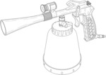 Nozzle handle with a flashlight and a cup