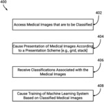 Systems and user interfaces for enhancement of data utilized in machine-learning based medical image review