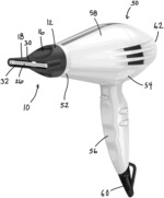 GLASS OR GLASS-LIKE STYLING COMPONENT FOR A HAIR DRYER